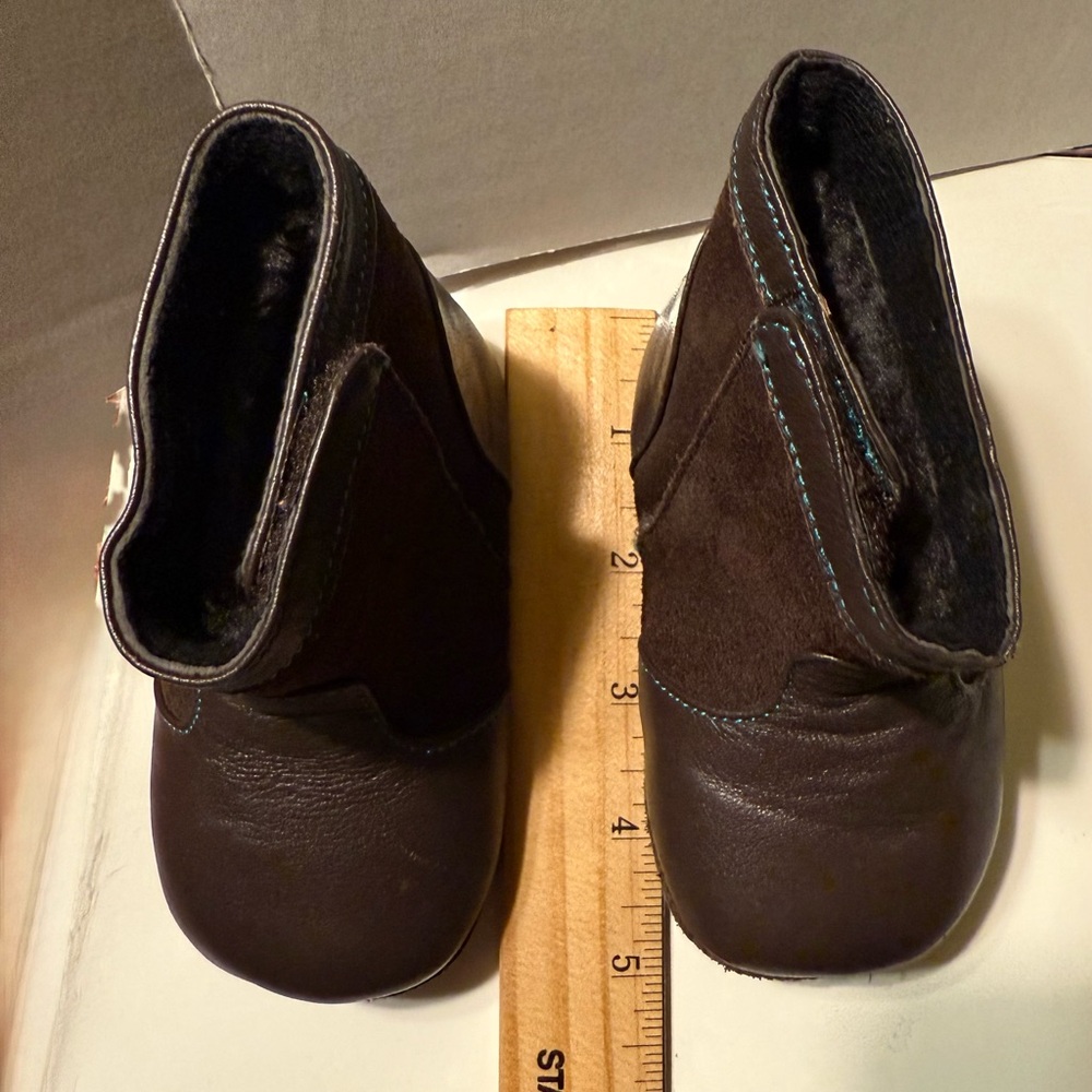 Brown Leather Baby Booties From Smaller - Picture 5 of 6
